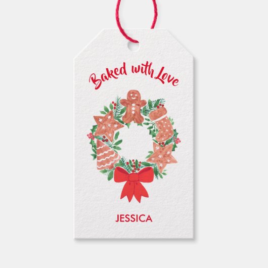 Gebacken mit Liebe Weihnachten Geschenkanhänger (Vorderseite)