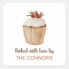 Gebacken mit Liebe Weihnachten Quadratischer Aufkleber