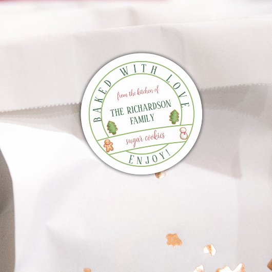 Gebacken mit Liebe Weihnachten Wasserfarben Cookie Runder Aufkleber