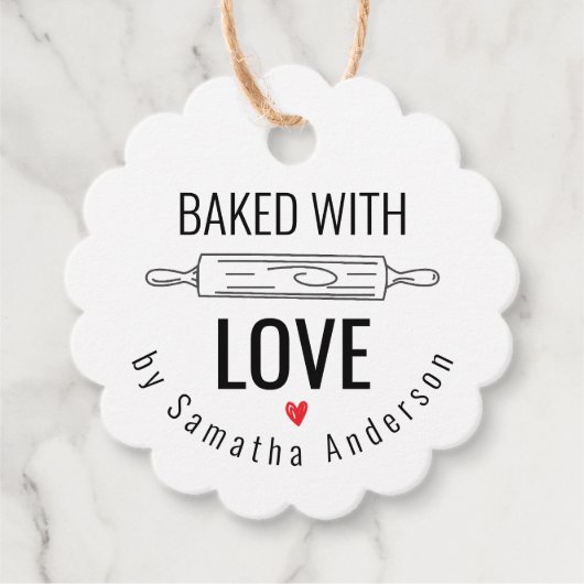 Gebacken mit Liebe Weihnachts Backen Kraft Geschen Geschenkanhänger (Vorderseite)