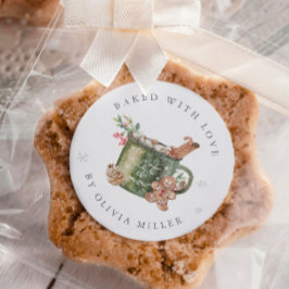 Gebacken mit Liebe Weihnachts-Kakaoaufkleber Runder Aufkleber