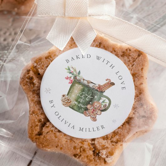 Gebacken mit Liebe Weihnachts-Kakaoaufkleber Runder Aufkleber