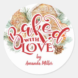 Gebacken mit Liebe Weihnachtskochgeschenk Runder Aufkleber