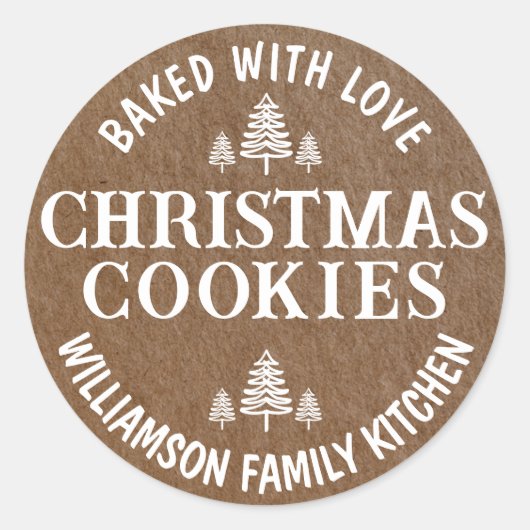 Gebacken mit Liebe Weihnachtskost Rustikales Papie Runder Aufkleber (Vorderseite)
