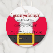 Gebacken mit Liebe Weihnachtsmann Frohe Weihnachte Geschenkanhänger (Vorderseite)