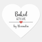 gebacken mit Liebe, weißer Herzkleber Herz-Aufkleber (Vorderseite)