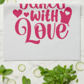 Gebacken mit Liebe Zitat Rotes Herz Pearl Geschirrtuch (Gefaltet)