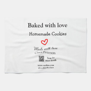 Gebacken mit Liebe Zuhause Cookies hinzufügen QR m Geschirrtuch