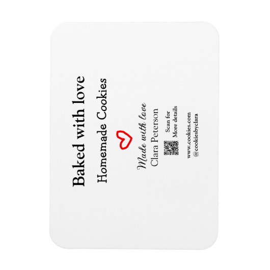 Gebacken mit Liebe Zuhause Cookies hinzufügen QR m Magnet (Vertikal)