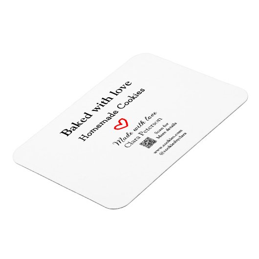 Gebacken mit Liebe Zuhause Cookies hinzufügen QR m Magnet (Linke Seite)