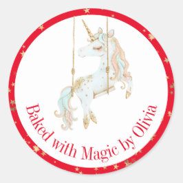 Gebacken mit Magic Personalisiert Holiday Backen Runder Aufkleber