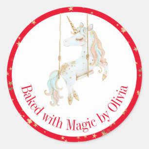 Gebacken mit Magic Personalisiert Holiday Backen Runder Aufkleber