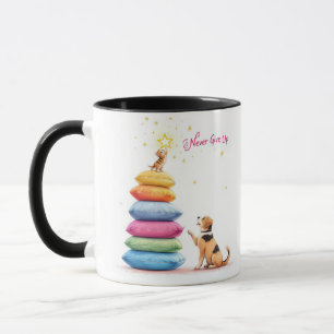 Gebackene Kissen Tasse nie aufgeben - Motivierend