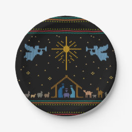 Gebackene Krippe Ugly Weihnachtssüßer Religiöse Pappteller