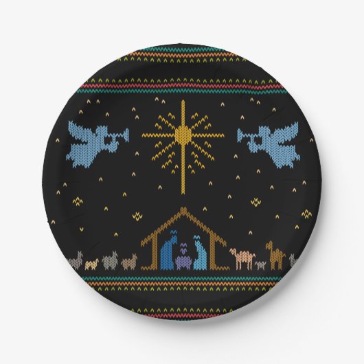 Gebackene Krippe Ugly Weihnachtssüßer Religiöse Pappteller (Vorderseite)