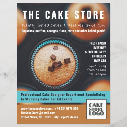 Gebackene Kuchen, Bäckerei, Kuchenwerbung Flyer (Vorne)