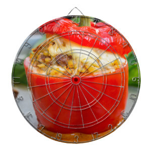 Gebackene Paprikaschoten mit Fleischsoße und Käse Dartscheibe