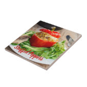 Gebackene Paprikaschoten mit Fleischsoße und Käse Fliese (Seite)