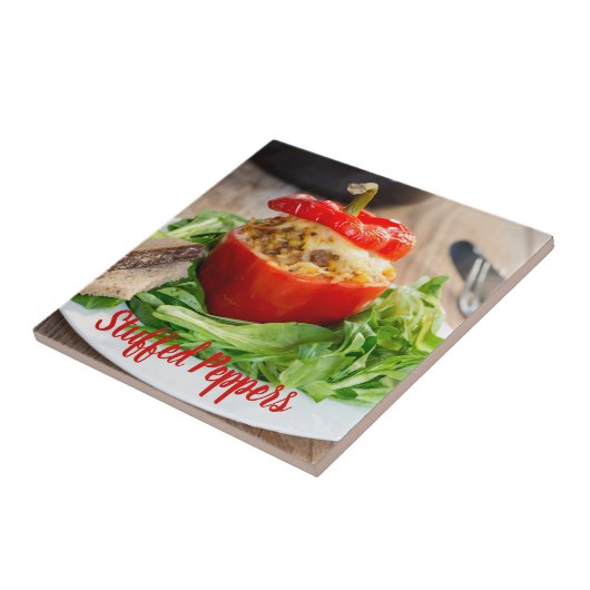 Gebackene Paprikaschoten mit Fleischsoße und Käse Fliese (Seite)