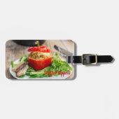 Gebackene Paprikaschoten mit Fleischsoße und Käse Gepäckanhänger (Vorderseite horizontal)