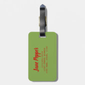 Gebackene Paprikaschoten mit Fleischsoße und Käse Gepäckanhänger (Rückseite vertikal)