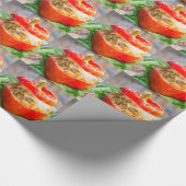 Gebackene Paprikaschoten mit Fleischsoße und Käse Geschenkpapier (Ecke)