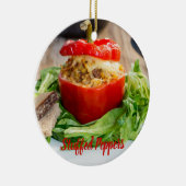Gebackene Paprikaschoten mit Fleischsoße und Käse Keramik Ornament (Rechts)