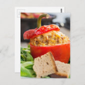 Gebackene Paprikaschoten mit Fleischsoße und Käse Postkarte (Vorne/Hinten)
