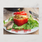 Gebackene Paprikaschoten mit Fleischsoße und Käse Postkarte (Vorderseite)