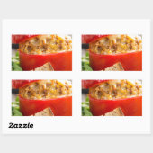 Gebackene Paprikaschoten mit Fleischsoße und Käse Rechteckiger Aufkleber (Blatt)