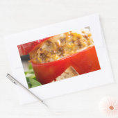 Gebackene Paprikaschoten mit Fleischsoße und Käse Rechteckiger Aufkleber (Umschlag)