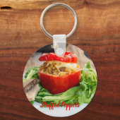 Gebackene Paprikaschoten mit Fleischsoße und Käse Schlüsselanhänger (Vorderseite)