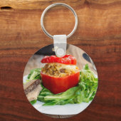 Gebackene Paprikaschoten mit Fleischsoße und Käse Schlüsselanhänger (Vorderseite)