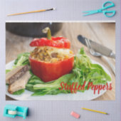 Gebackene Paprikaschoten mit Fleischsoße und Käse Seidenpapier (Basteln)