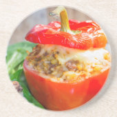Gebackene Paprikaschoten mit Fleischsoße und Käse Untersetzer (Vorne)
