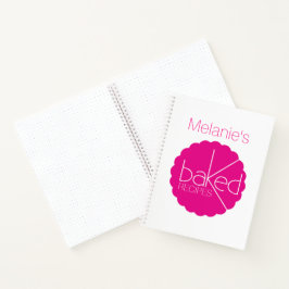 Gebackene Rezepte kochen rosa weiße, geschmolzene Notizblock