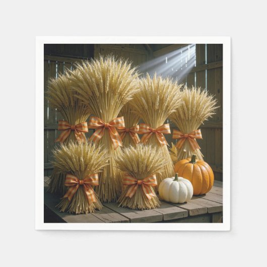 Gebackene Weizenschalen im Stall mit Pumpkins Serviette (Vorderseite)