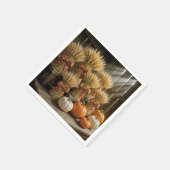 Gebackene Weizenschalen im Stall mit Pumpkins Serviette (Ecke)