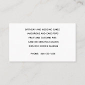 Gebackener Bäckereikuchen Visitenkarte (Rückseite)