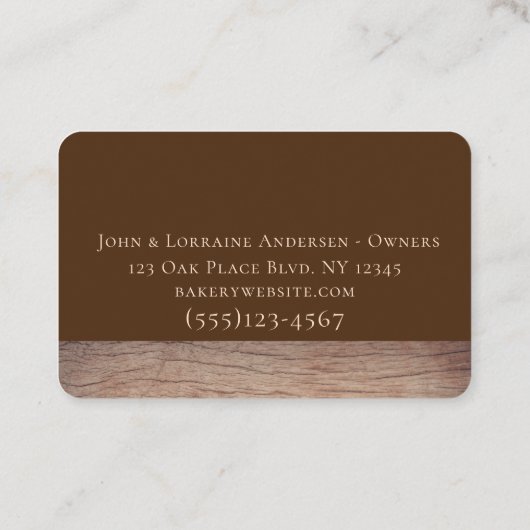 Gebackenes Brot auf Holz Design Koch Bäckerei Visitenkarte (Rückseite)