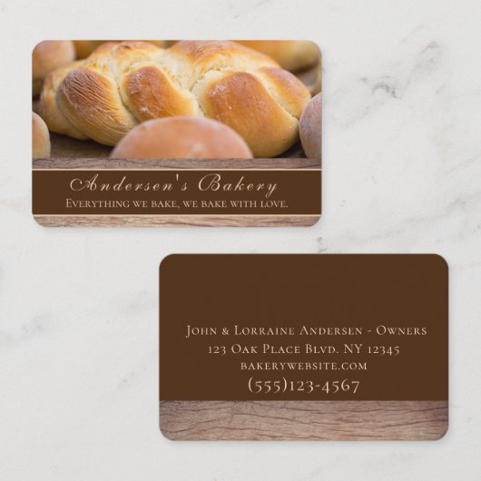 Gebackenes Brot auf Holz Design Koch Bäckerei Visitenkarte (Vorne/Hinten)