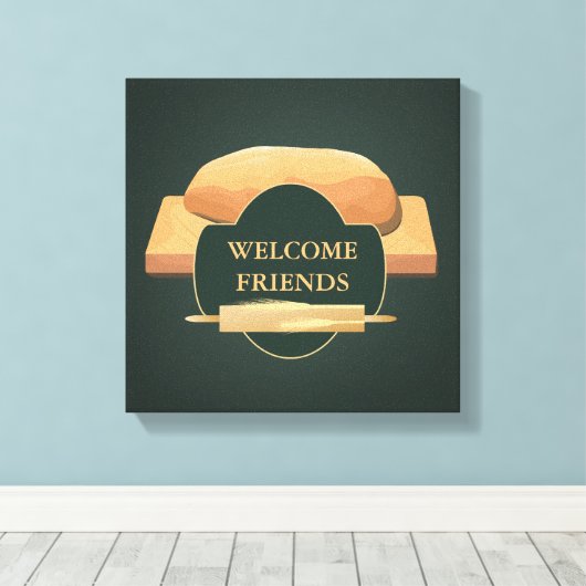 Gebackenes Brot Kichen Art Welcome Hunter Green Leinwanddruck (Insitu (Holzboden))