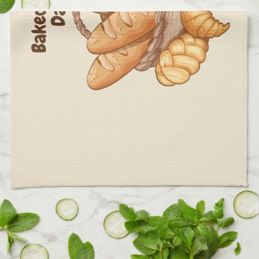 Gebackenes Brot und Brötchen, Backwaren Geschirrtuch (Gefaltet)