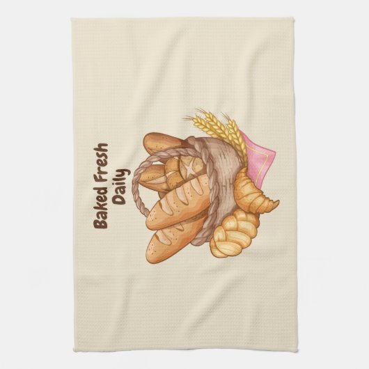 Gebackenes Brot und Brötchen, Backwaren Geschirrtuch (Vertikal)