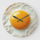 Gebackenes Ei mit goldenem Eigelb Große Wanduhr (Vorderseite)