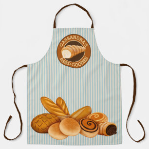 Gebackenes Feingebäck Brot Baker Logo Blaue Streif Schürze