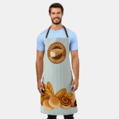 Gebackenes Feingebäck Brot Baker Logo Blaue Streif Schürze (Getragen)