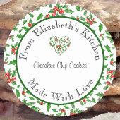 Gebackenes Geschenk mit Liebe Rot und Grün Holly Z Runder Aufkleber