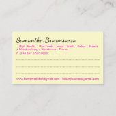 Gebäckgebäck aus gelbem Backgebäck Kochlieferung Visitenkarte (Rückseite)