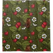 Gebärde und Erdbeeren auf dunkelgrün Duschvorhang (Vorderseite)